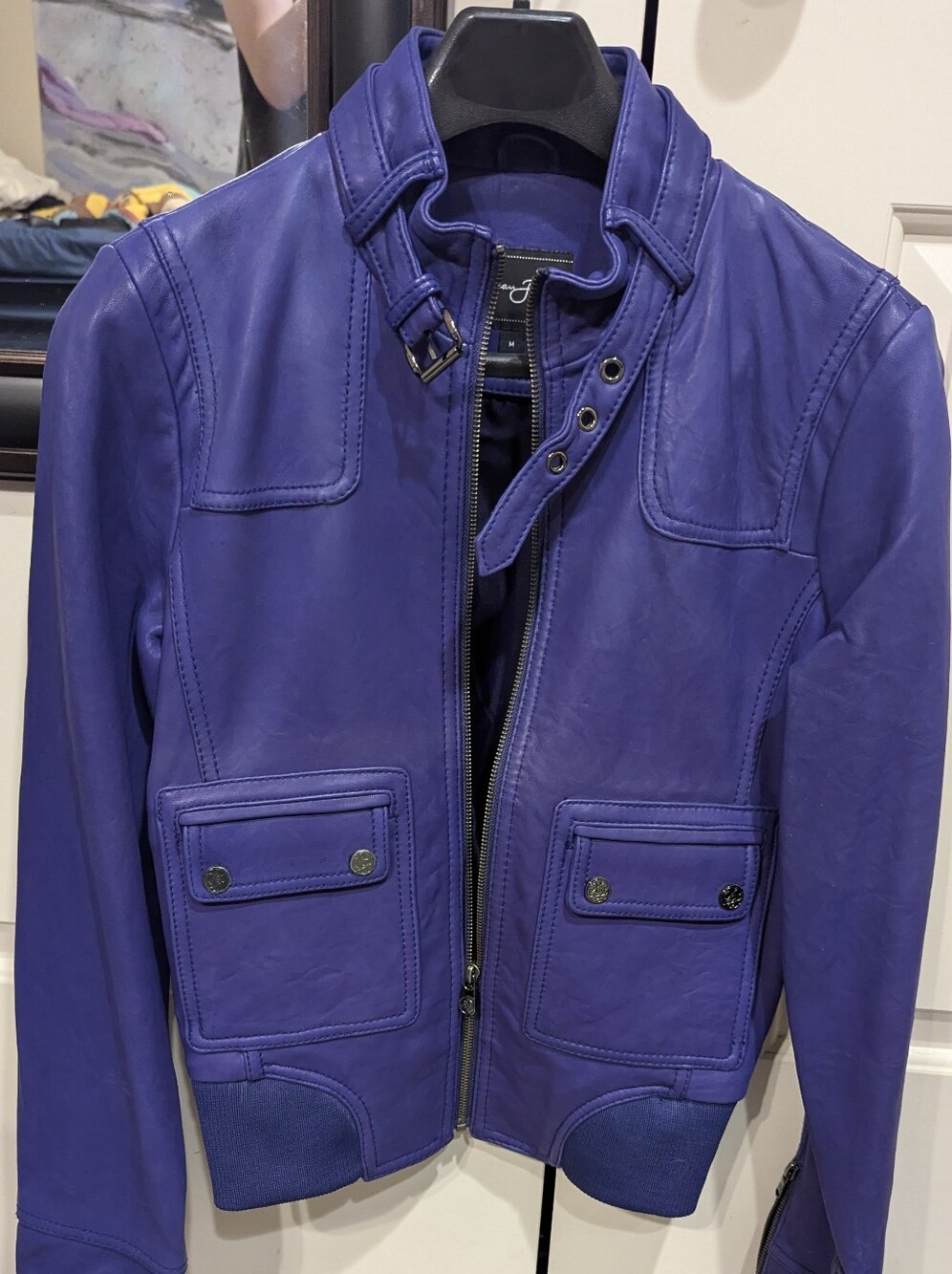 Extremely Rare Vintage Sean John Vibrant Purple Genuine Leather Jacket Size M